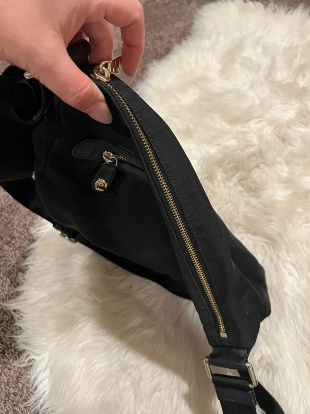 Coach Black Nylon Messenger Crossbody with Silver Hardware